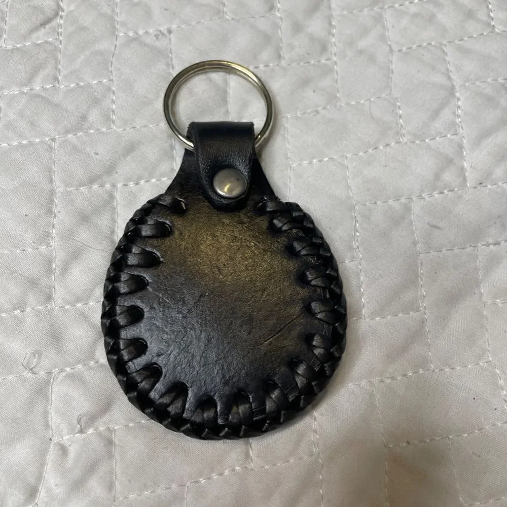 Handmade Custom Black Leather Keychain - OS - Picture 2 of 2